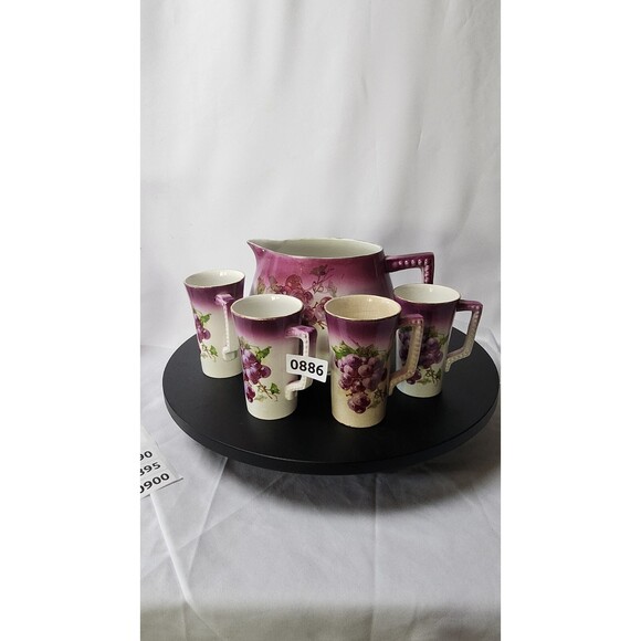 Other - Vintage Wine/Cider Serving Set - Tray, Pitcher, 5 Mugs